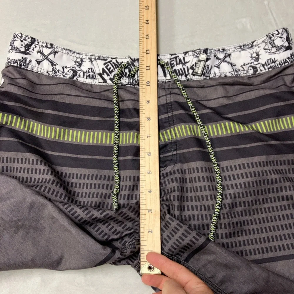 Metal Mulisha Board Shorts Skulls Graphic Striped Swim Trunks Mens 34